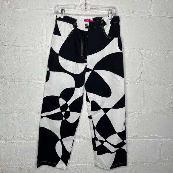 Tyler McGillivary Women's Lula Pant Contour Print Black White High Waist Size 6 - Picture 3 of 5